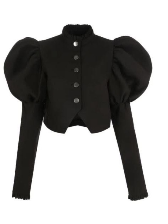 Selkie Jackets & Blazers - Selkie Black Cropped Puff-Sleeve Jacket